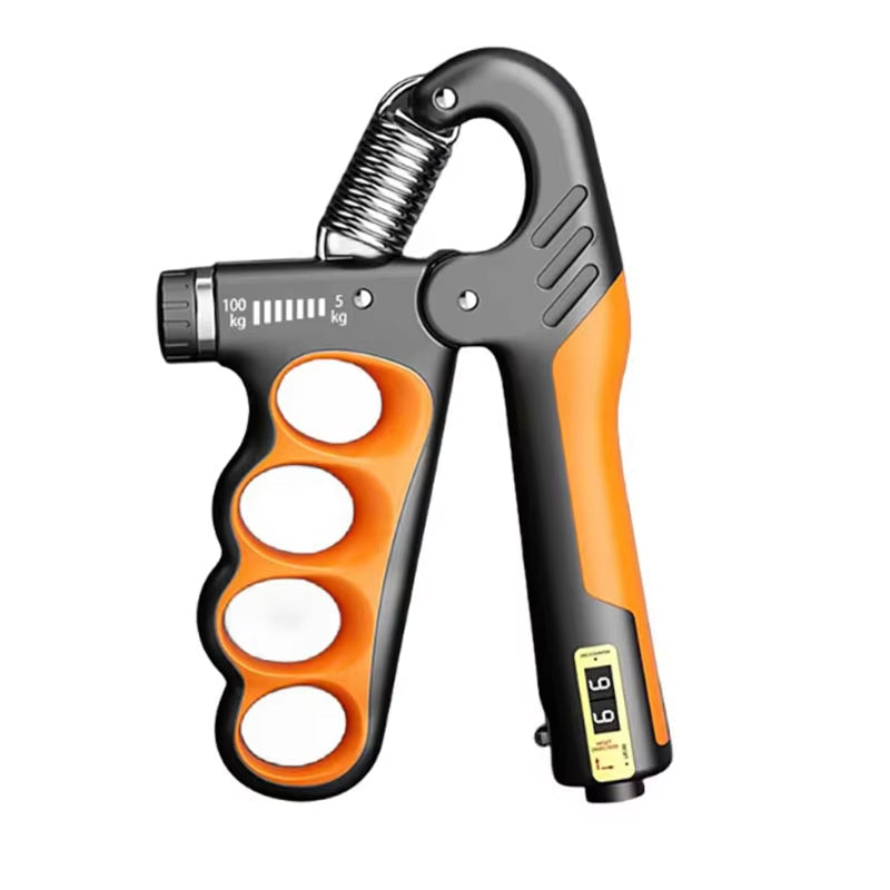Adjustable hand grip trainer with rep counter