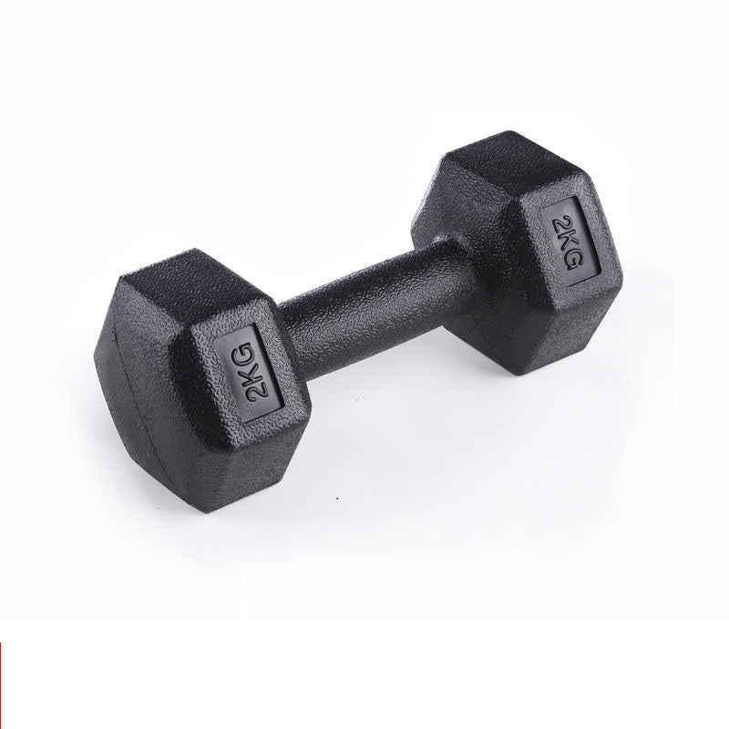 Black hex dumbbell marked 2 kg