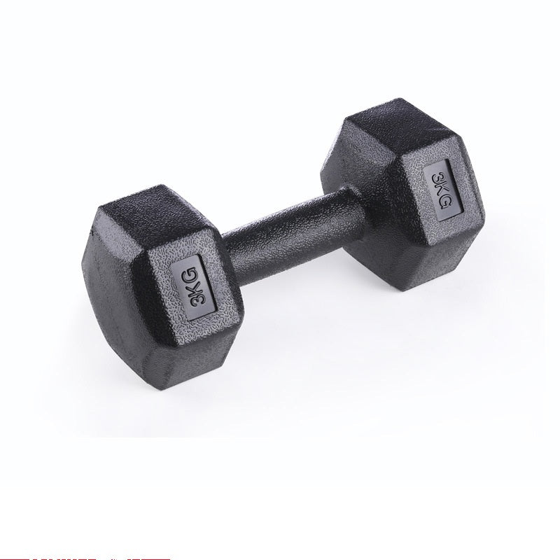 Black hex dumbbell marked 3 kg