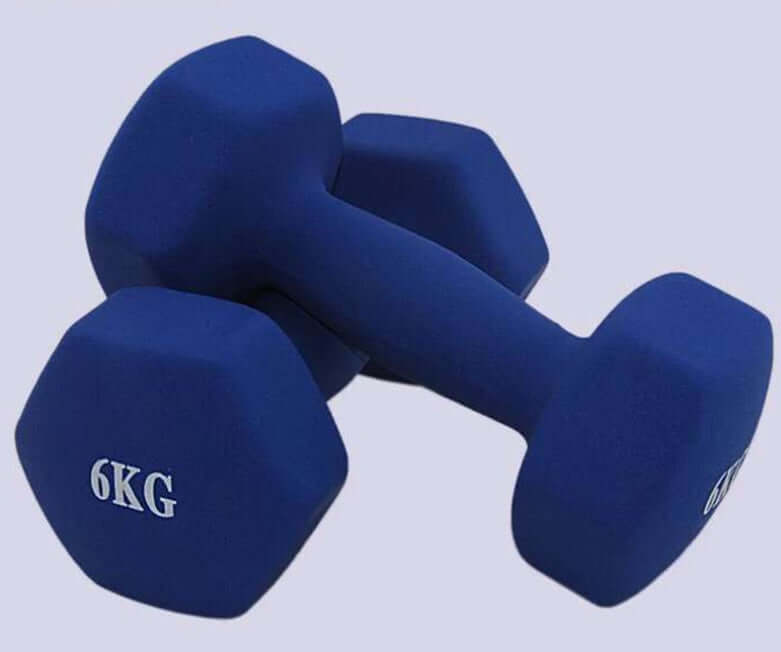 Pair of navy coated hex dumbbells