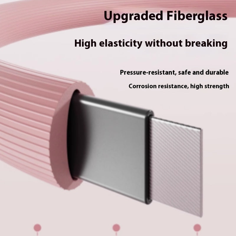 Cutaway of the Pilates ring showing its fibreglass core inside the ribbed cover