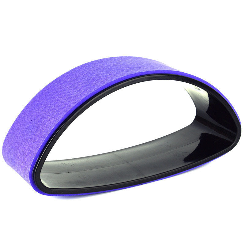 Purple half-moon yoga back trainer with a textured surface and black inner rim